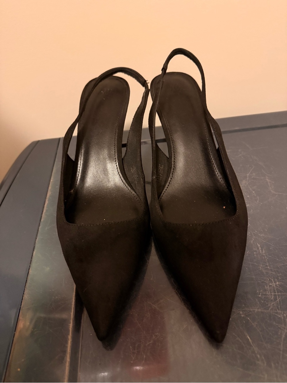 H&M Black Pointed Slingback Heels